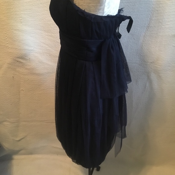 Vera Wang 4 Corset Strapless Tulle Midi Dress Blue - Picture 11 of 15